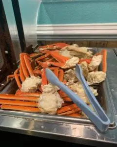 Jimmy's seafood buffet cooked crab legs ready to eat